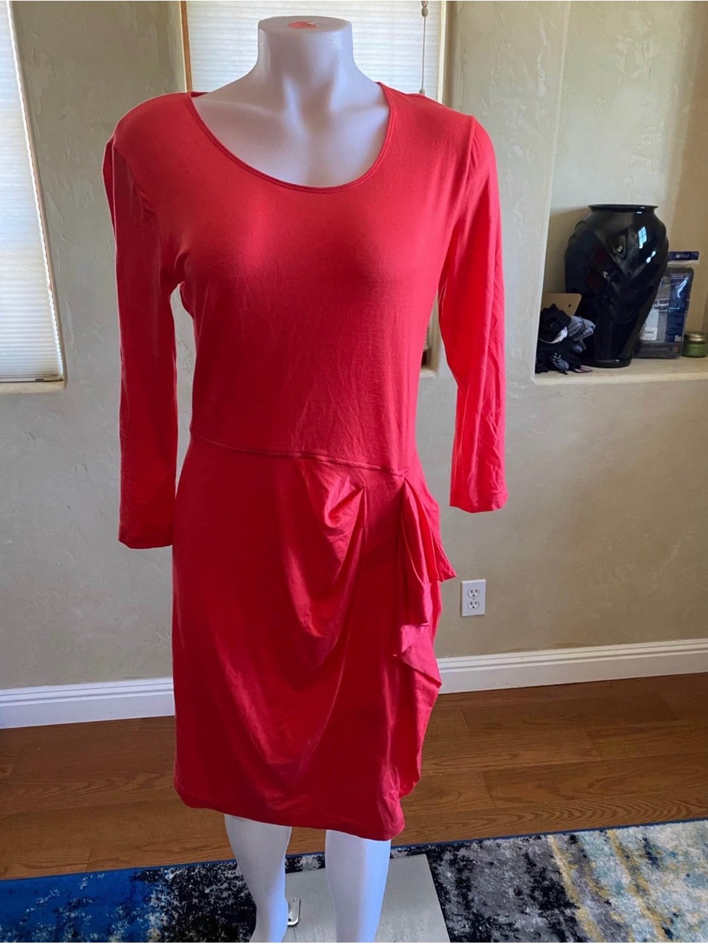 Women’s DKNY Pink Red Ruffle Dress Sz M/L